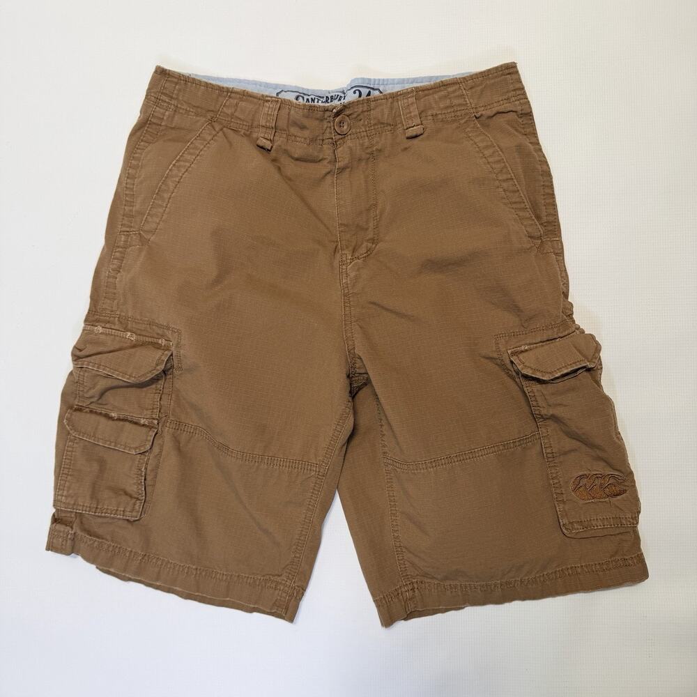 Canterbury Of New Zealand Shorts Mens 34 Brown Cargo Cotton Drawstring